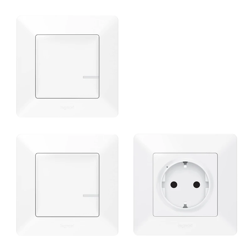 Legrand, Valena Life with Netatmo Wireless Socket + Wireless Light Switch + Wireless Wall Transmitter Toggle switch, dimmer option, control via app and Voice Assistant, 752127