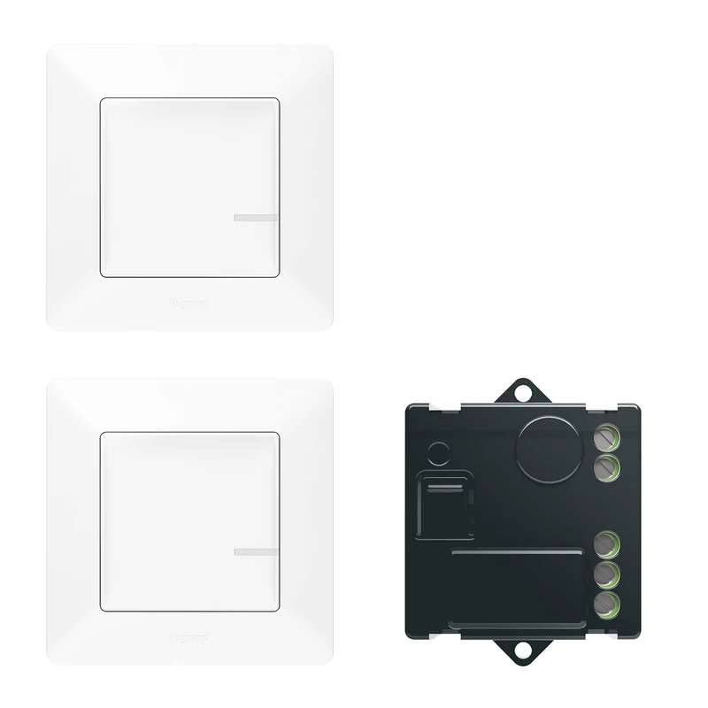 Legrand, Valena Life with Netatmo Pre-Configured Radio Set, Wireless Micro Module + Two Wireless Wall Transmitters, LED Indicator for Battery Status, incl. Battery, Extends a Standard Installation, 752150 - Image 1