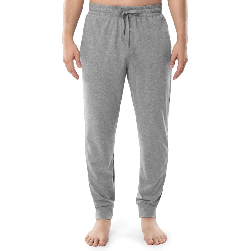 Fruit of the Loom Mens Jersey Knit Jogger Sleep Pant (1 and 2 Packs), Grey Heather, Medium
