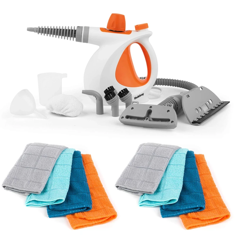 Beldray COMBO-6475 10-in-1 Handheld Steam Cleaner | Orange | 1000 W | with Eight Microfibre Cloths