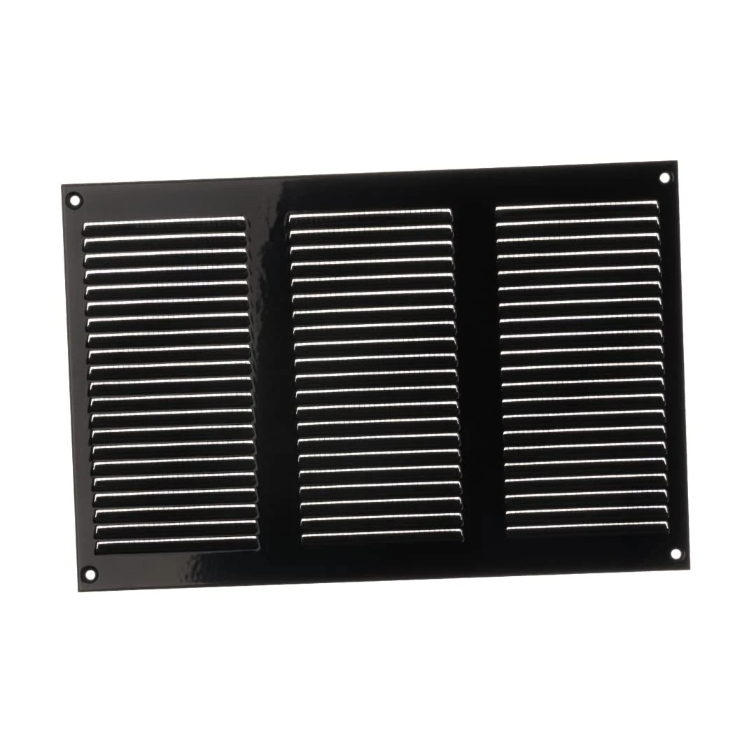 300x200mm / 12x8" inch Black Metal Air Vent Grille Cover with Insect Mesh - Ventilation Cover