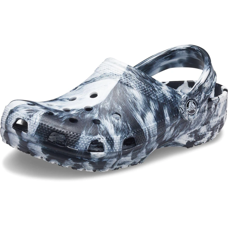 Crocs Unisex Classic Marbled Clog, White Black, 4 UK Men/ 5 UK Women