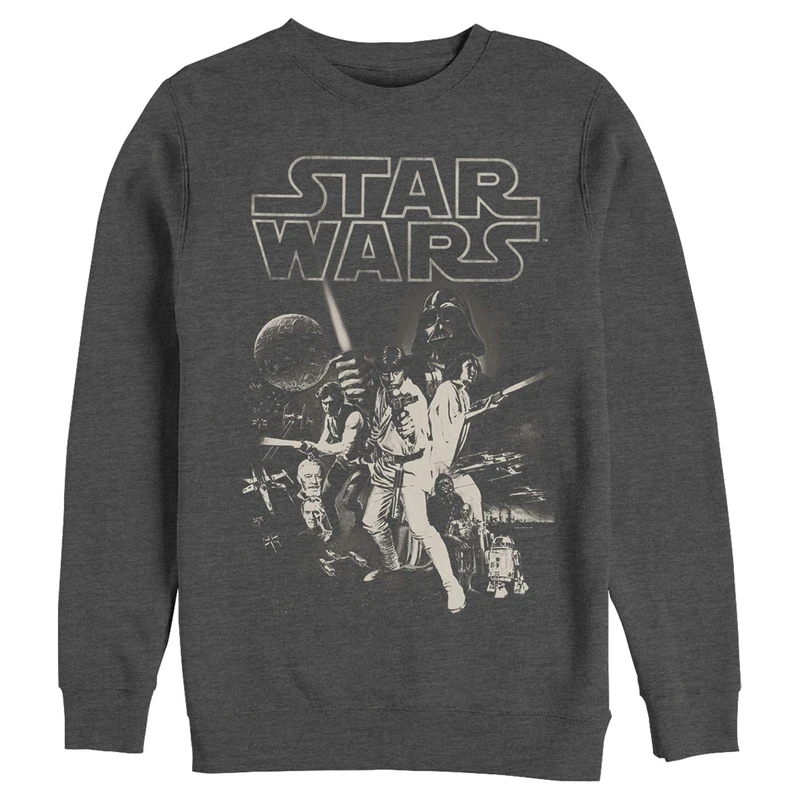 Star Wars Men's 0 Sweatshirt, Char HTR, Large