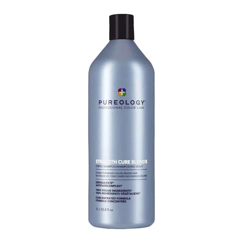 Pureology Strength Cure Blonde, Purple Shampoo, Restore & Tone for Brassy Blonde Hair, Vegan Formulas, Sulphate Free for a Gentle Cleanse
