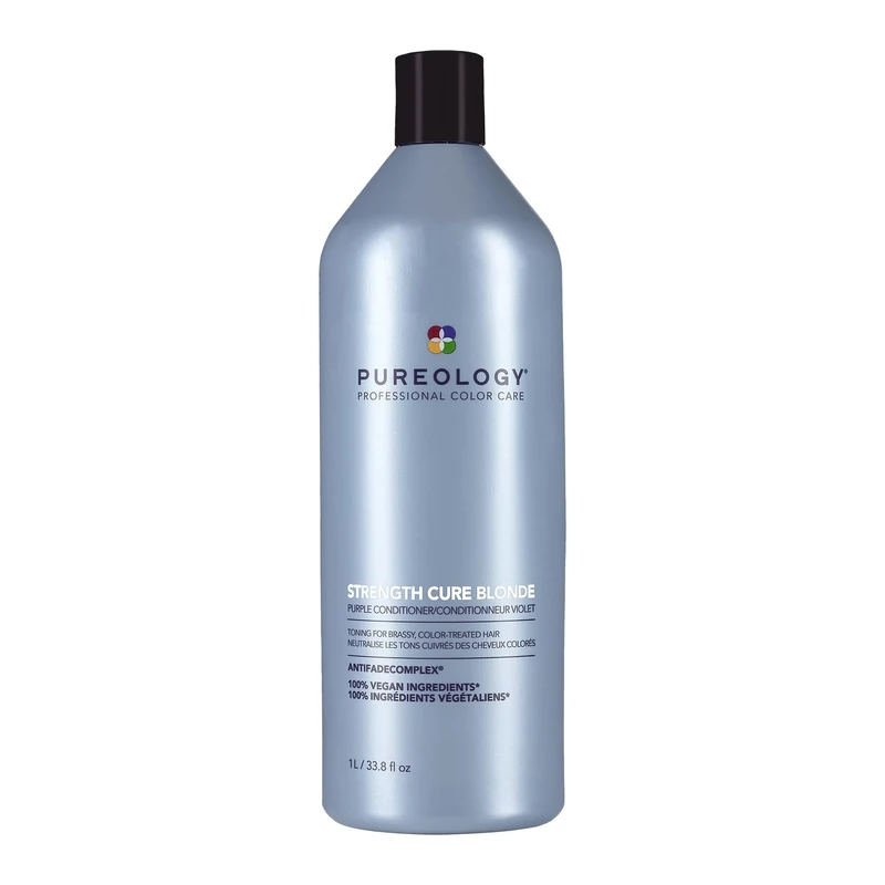 Pureology Strength Cure Blonde, Purple Conditioner, Restore & Tone for Brassy Blonde Hair, Vegan Formulas, Sulphate Free for a Gentle Cleanse