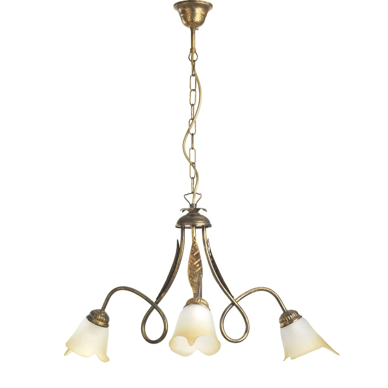 ONLI Chandelier 3 Lights Double Turn Bronze Color Wrought Iron