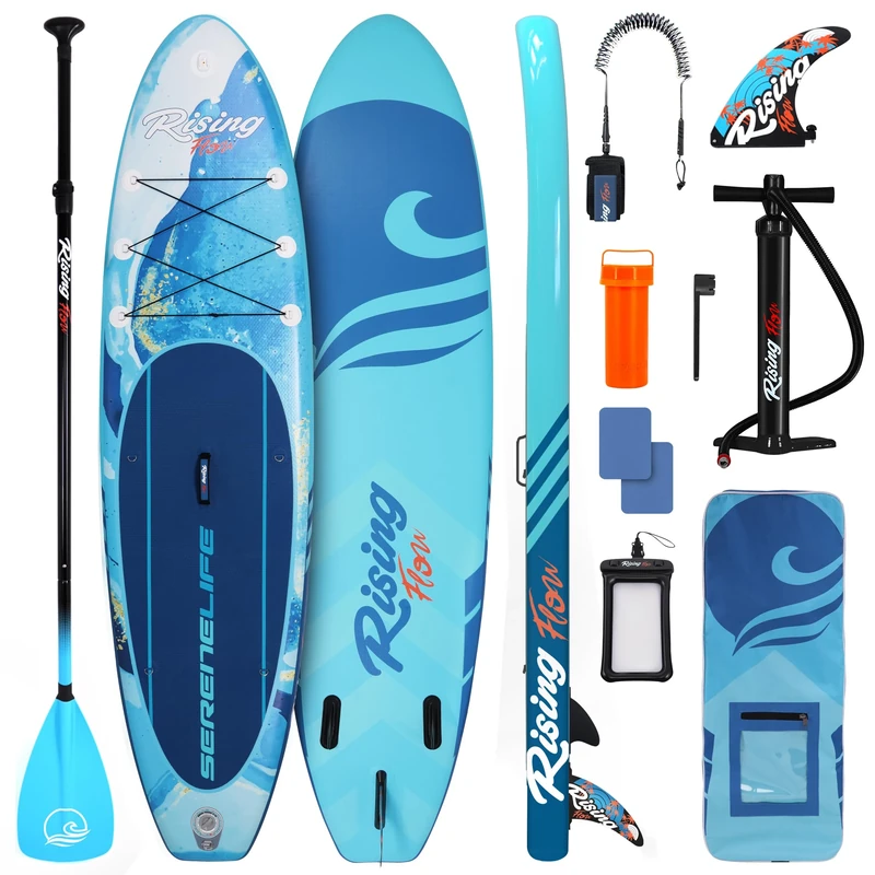 SereneLife Inflatable Stand Up Paddle Board, SUP Board- Paddleboards for Adults and Youth, Surfing Board Kit, 0.63cm Thick Standup Paddleboarding, Non-Slip Deck, Wide Stance, Surf Control w/Backpack