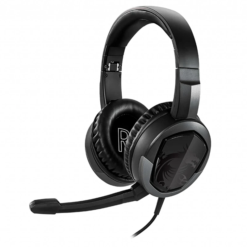 MSI Detachable Microphone, Lightweight and Foldable Headband Design, 7.1 Surround Sound Stereo Gaming Headphones (Immerse GH30 V2), Black, Large