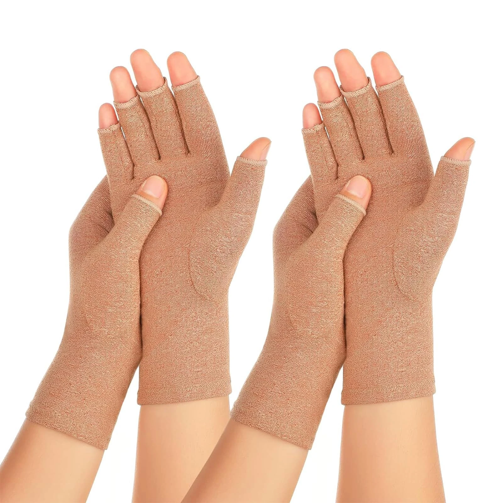 SUPERFA 2 Pairs Compression Gloves for Women and Men, Bamboo Arthritis Fingerless Gloves for Pain Relief