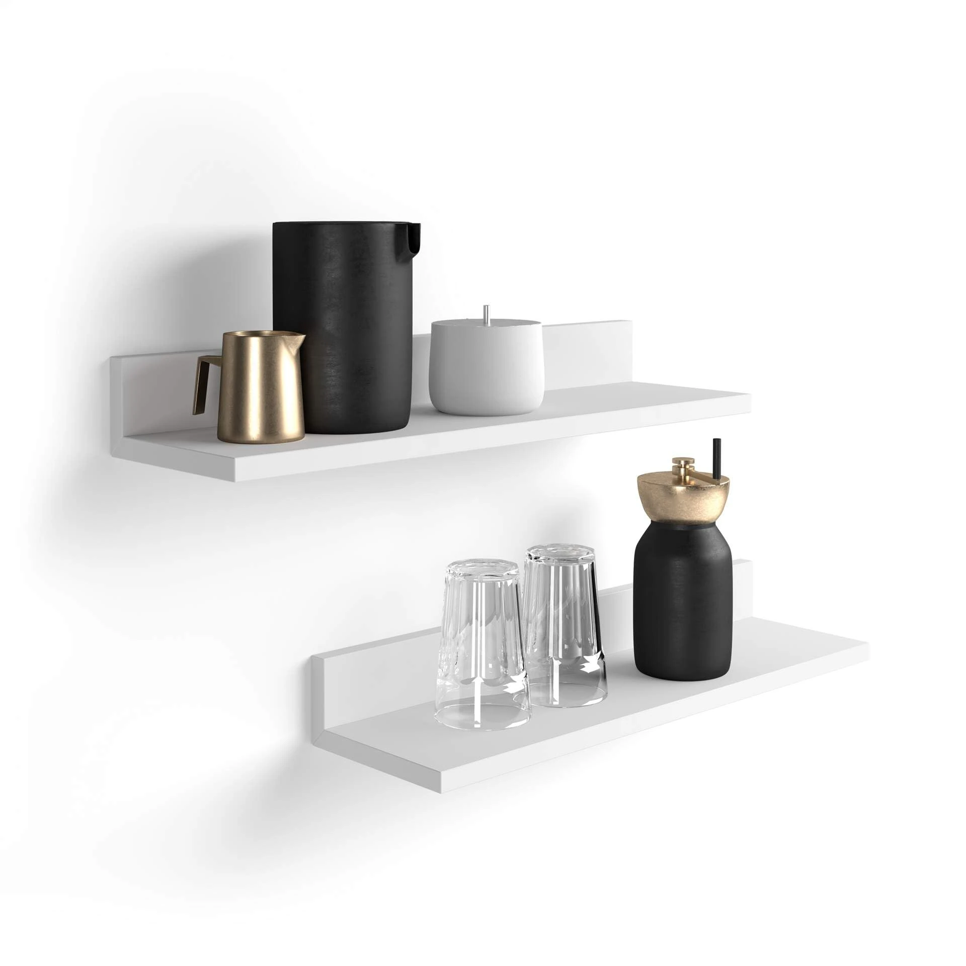 Mobili Fiver, Set of 2 Rachele shelves, 80 cm, Matt White, Made In Italy