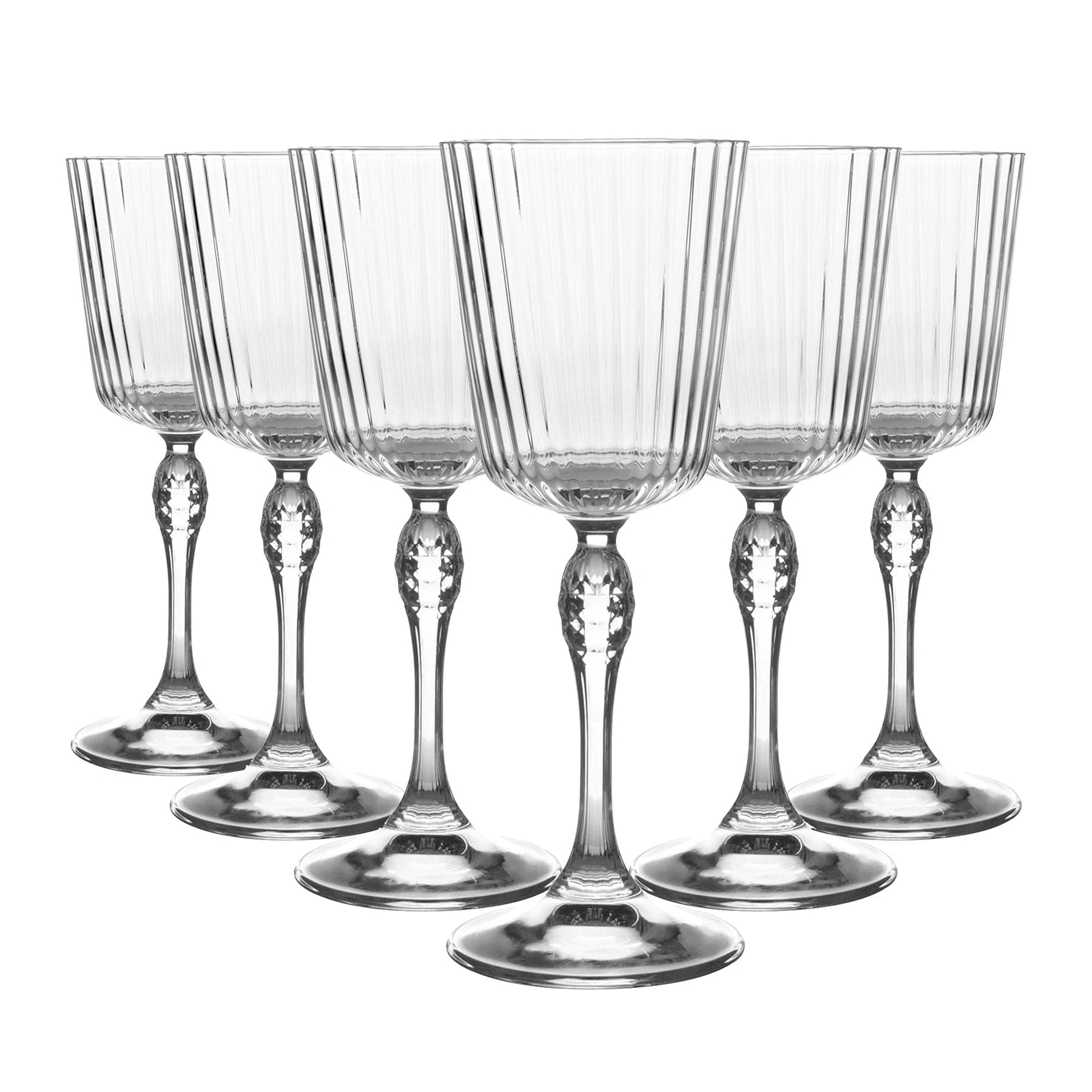 Bormioli Rocco 6 Piece America '20s Cocktail Glasses Set - Vintage Art Deco Cocktail Wine Stemware Glass - 250ml