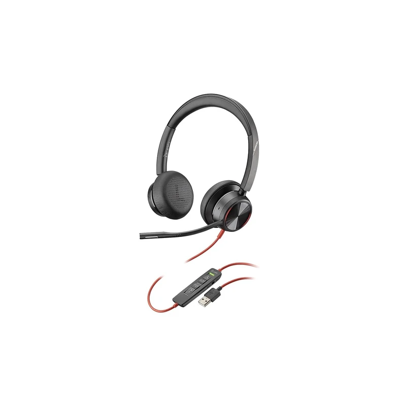 Poly Stereo Headset 'Blackwire 8225' with USB-A Connection, Active Noise Cancelling and Flexible Microphone Arm, Black