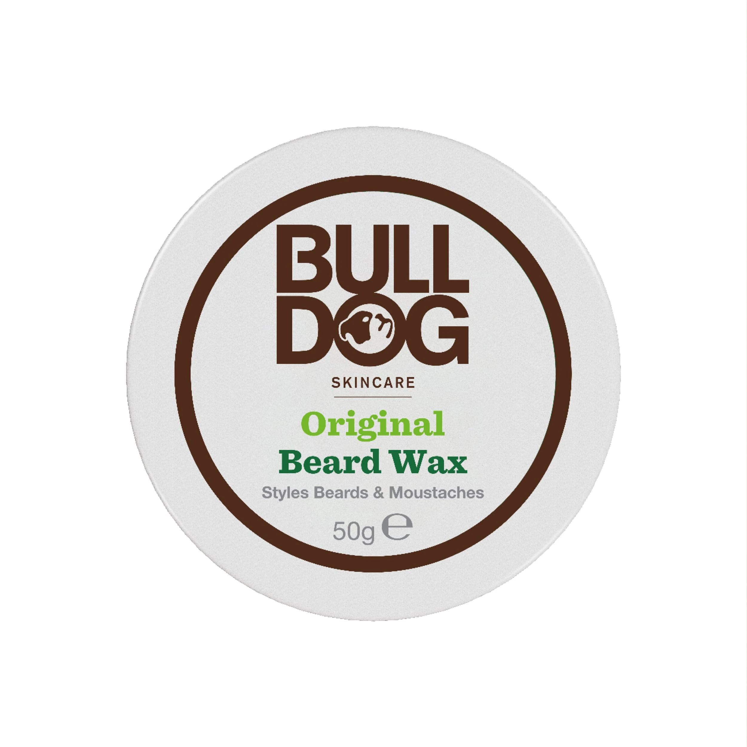 BULLDOG SKINCARE Original Beard Wax 50g, Long Lasting Hold for Beard and Moustache, Enriched with Aloe Vera