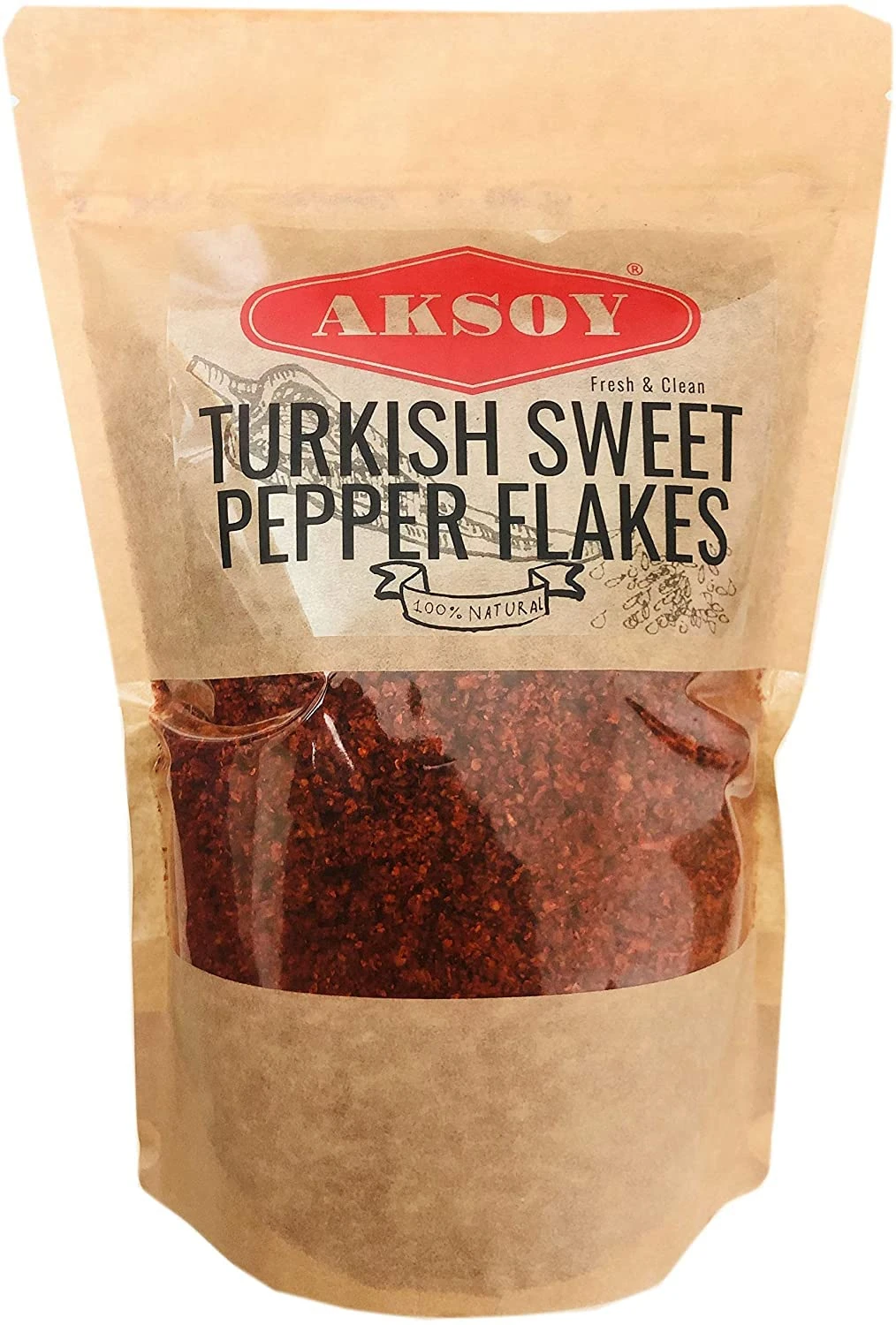 Aksoy Premium Quality Turkish Sweet Red Pepper Flakes (Turk Kirmizi Pul Biber) (750GR) | Mild, Sweet & Flavorful | Perfect for Cooking, Seasoning, Garnishing & Enhancing Dishes