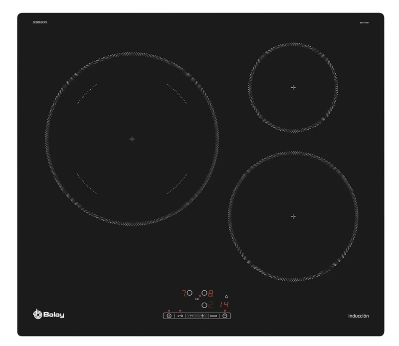 Balay - Induction hob, 60 cm, Zone 28 cm, Black, without stainless frame, 3EB865ERS