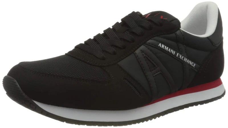 Armani Exchange Men's Rio Side Logo Sneaker, Full Black, 11 UK