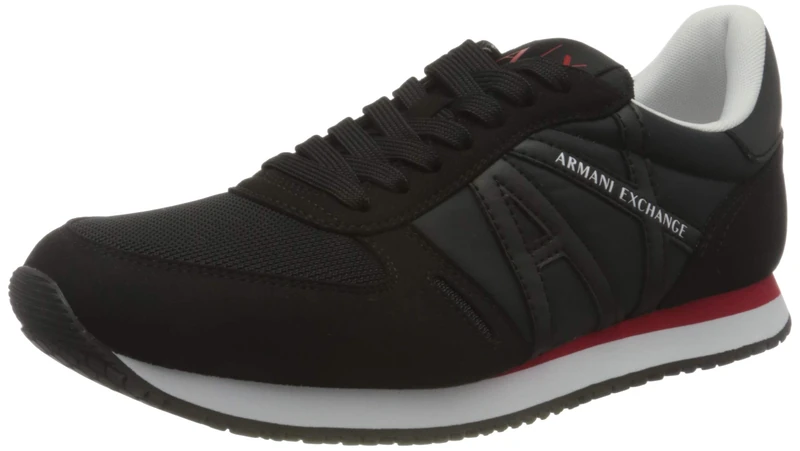 Armani Exchange Men's Rio Side Logo Sneaker, Full Black, 9 UK