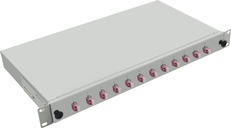 Helos LWL 19 Inch Breakout Box with 12x LC Duplex Couplings OM4, Grey