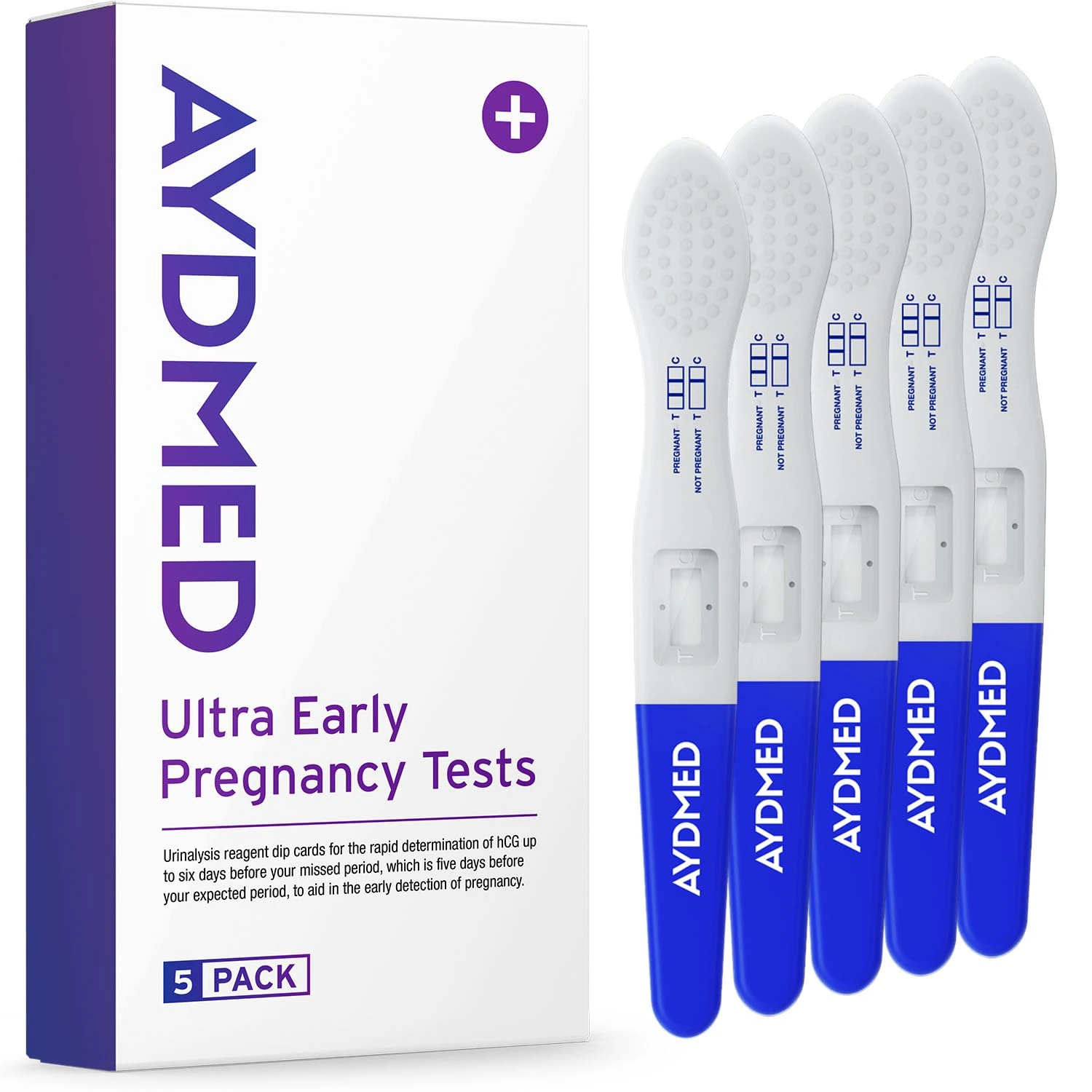 5 x AYDMED Early Detection Pregnancy Tests | Ultra Early Pregnancy Test Kit for Home Self-Test Urine Screening of Pregnancy | Early Detection Pregnancy Test | Results in 3 Minutes | 99% Accuracy