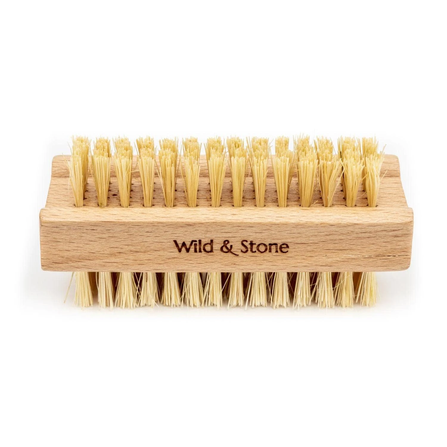 Wild & Stone | Wooden Nail Brush | Double-Sided Natural Sisal Fingernail and Toenail Brush | FSC Certified Beechwood & Sisal Fibres | Vegan & Plastic Free (1 Pack)