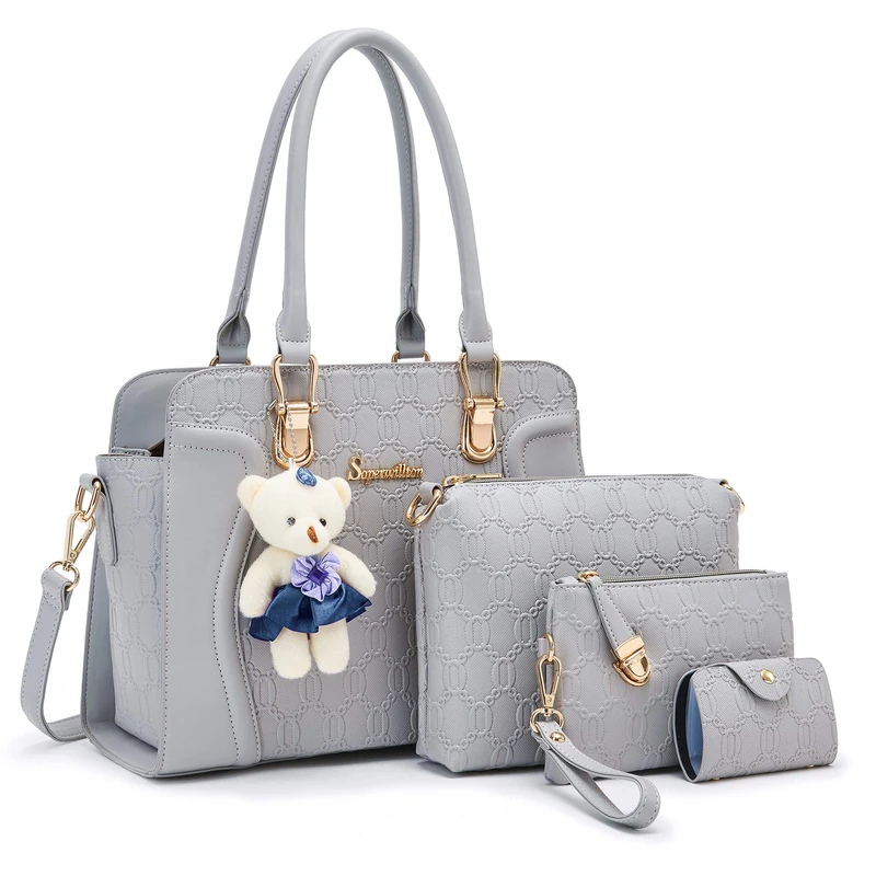 Soperwillton Handbag for Women Tote Bag Shoulder Bags Satchel 4pcs Purse Set