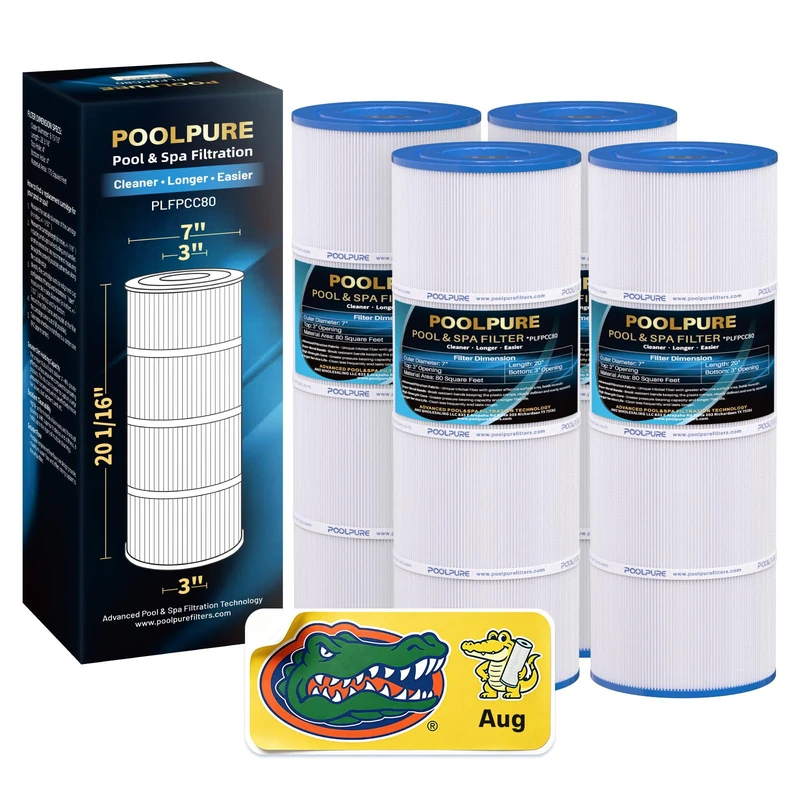 POOLPURE Pool Filter Replaces Pleatco PCC80-PAK4, Unicel C-7470, Filbur FC-1976, Pentair Clean & Clear Plus 320, R173573, 178580, 817-0081, 4 Cartridge