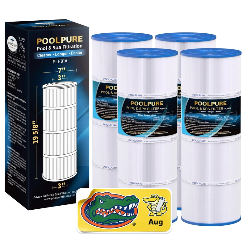POOLPURE CX580XRE Pool Filter Replaces Hayward C580E, PA81-PAK4, Ultral-A3, Unicel C-7483, Hayward SwimClear C3020, C3025, C3030, Filbur FC-1225, FC-6425,4 X 81 sq. ft.Cartridge,L x OD: 19 5/8"x 7"