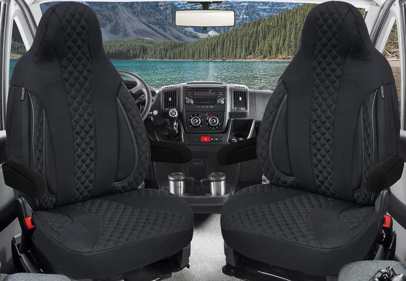 Bremer Sitzbezüge Made-To-Measure Driver Protective Covers, Seat Covers Compatible with Ducato, Weinsberg, Adria, Dethleffs Motorhome Accessories, Set of 2 Protective Covers Incl. Armrest Covers,