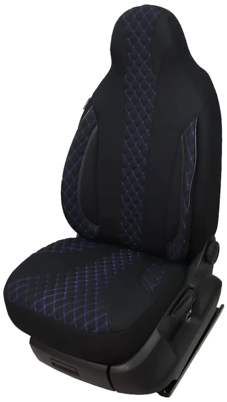 Seat Covers for Drivers and Passengers Compatible with Motorhome Pössl Weinsberg Knaus Adria Dethleffs Fendt Carthago Bürstner Eura Mobile Pilot Laika Kabe Chausson Hobby PL406 (Black/Blue)