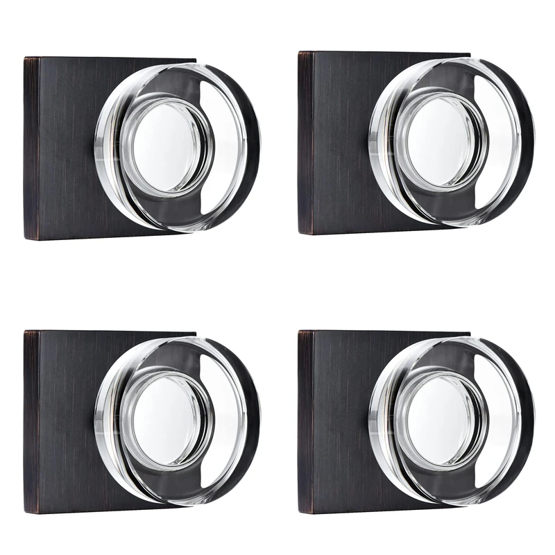 coolnews 4 Pack Crystal Glass Dummy Door Knobs, Non-Turning Dummy Door Knob, Oil Rubbed Bronze