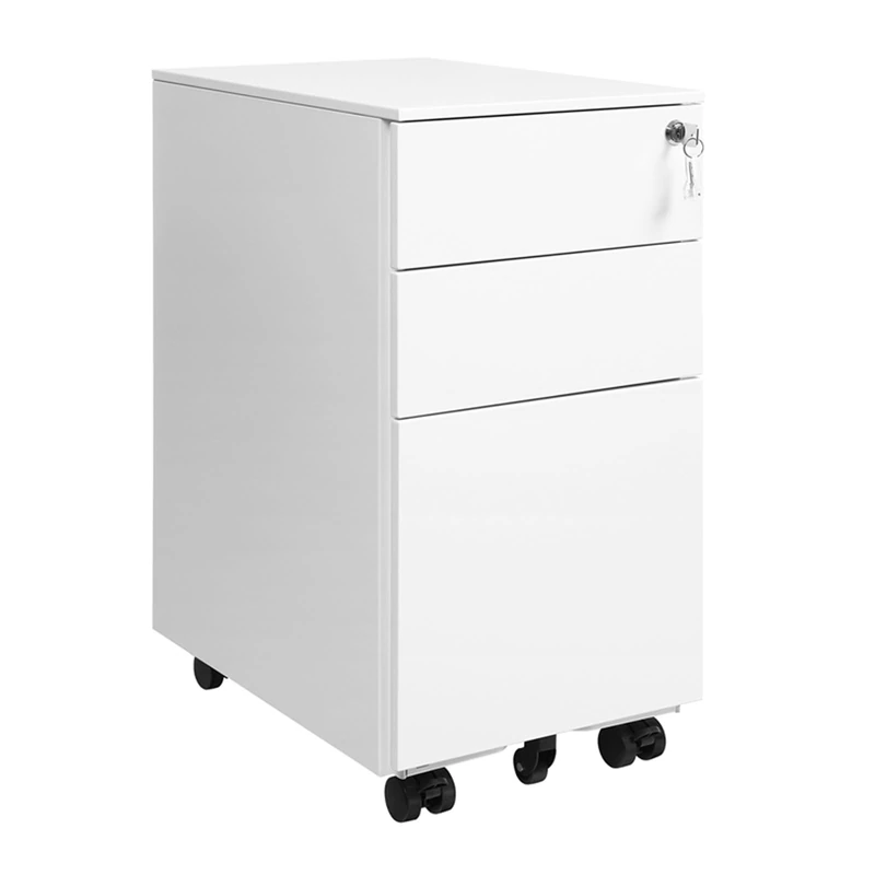 SONGMICS Mobile File Cabinet, Office Cabinet with Wheels and Lock, for A4, Legal, Letter Sized Documents, Hanging File Folders, White OFC031W01