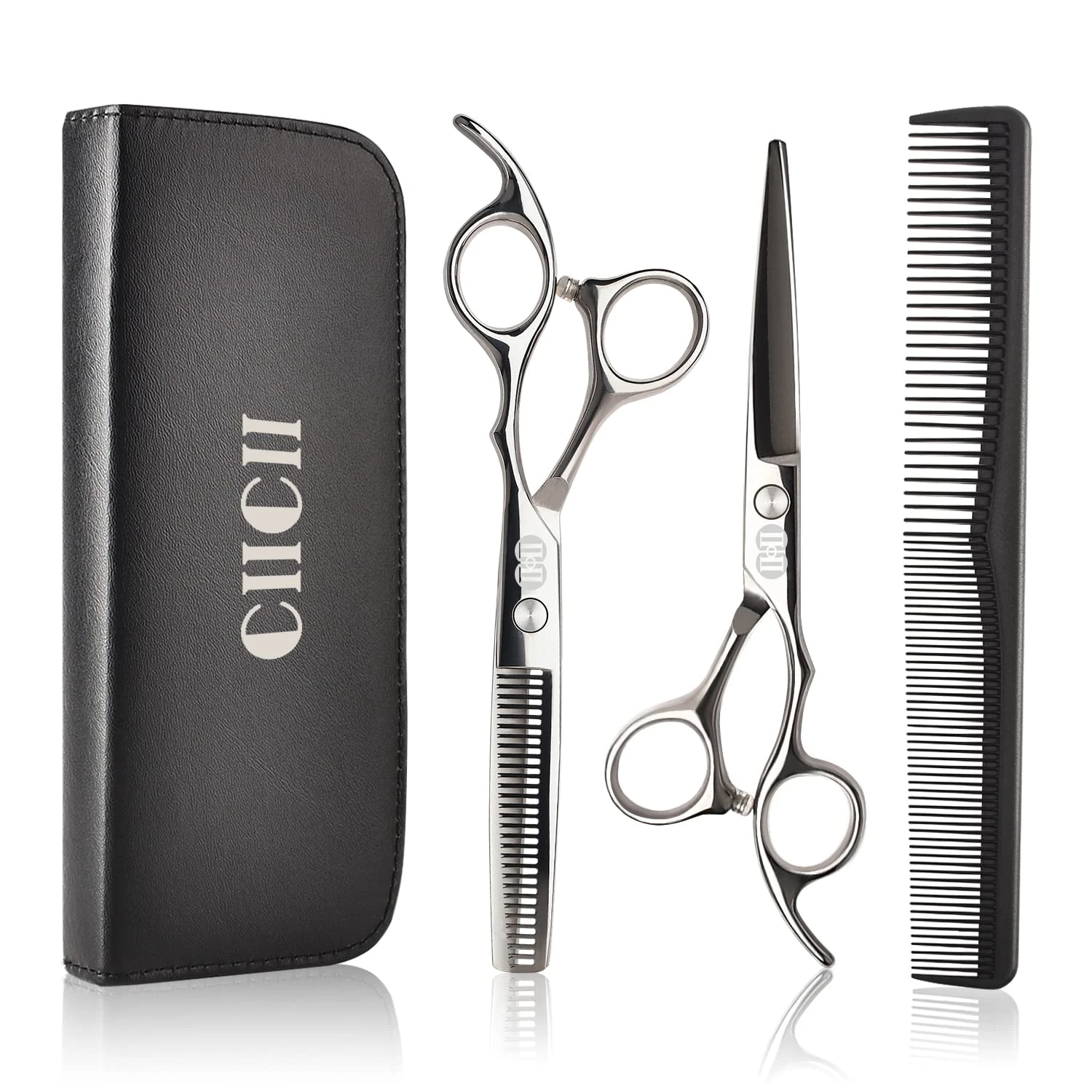 CIICII Hair Scissors Hairdressing Set, Professional Hair Cutting Scissors Barber Kit (6.7 Inch Hair Beard Hairdressers Trimming Barbering Thinning Shears) for Men Women Haircut Home Salon (Silver)