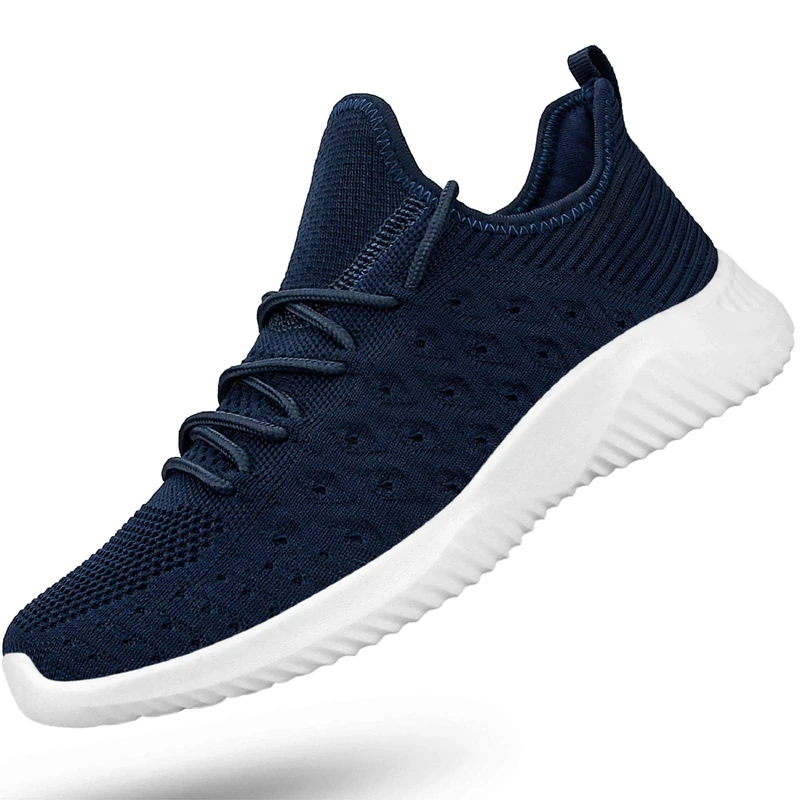 Feethit Mens Slip On Walking Shoes Lightweight Breathable Non Slip Running Shoes Comfortable Fashion Sneakers for Men, Blue, 6 UK
