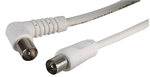 PRO SIGNAL JR9009B/2M WHITE-ROHS TV Aerial Lead, 90 Degree Coax Plug to Straight Coax Plug, 2m White