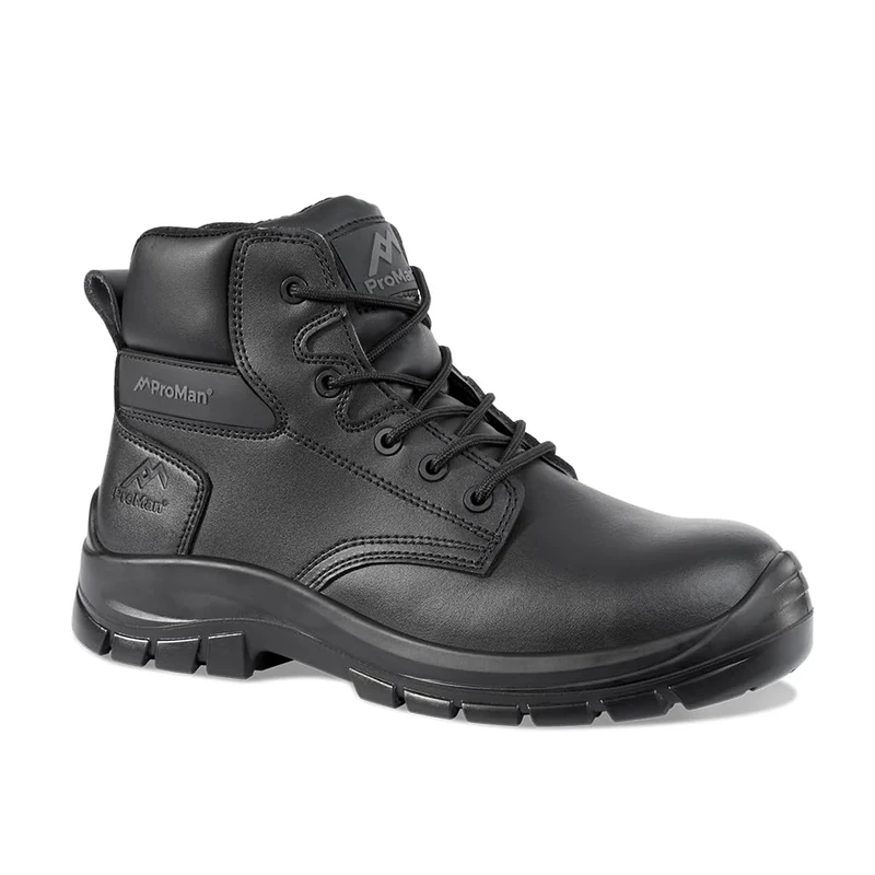 Rock Fall Georgia Black Steel Toe Cap Black Boot, Fully Waterproof Safety Boots, SRC Slip Rated Work, Shock Absorbing Midsole and Oil Resistant UK 6