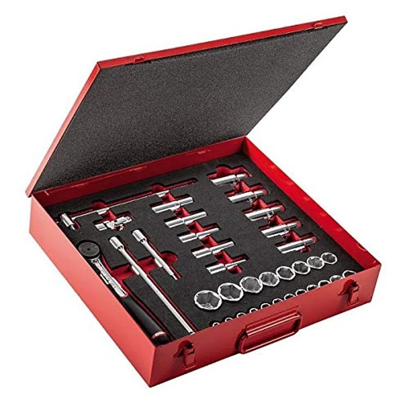 USAG U06122012 - 612 1/2" CLA - Assortment in sheet steel box with hexagonal and bihexagonal sockets (35 pcs.)