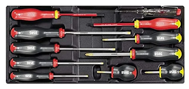 USAG U05190762 - 519/324B - Assortment of screwdrivers in plastic tray (11 pcs.)