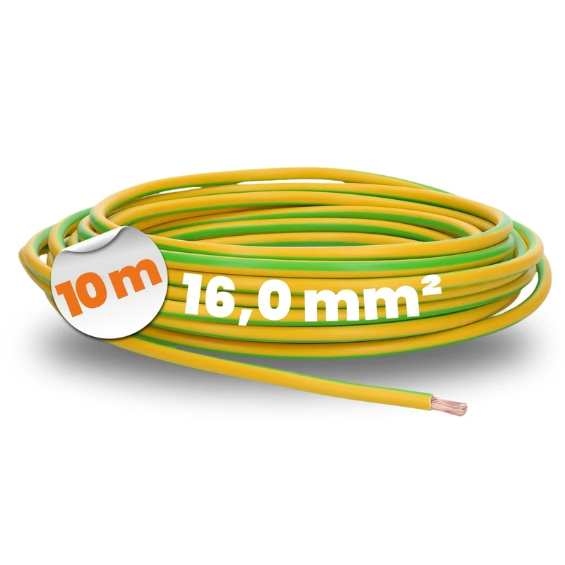10 m Lapp 4520006 H07V-K 16.0 mm² Green/Yellow I Ground Cable I Protective Conductor 16 mm2 I Wiring Cable I Flexible PVC Single Core I Stranded I Wiring