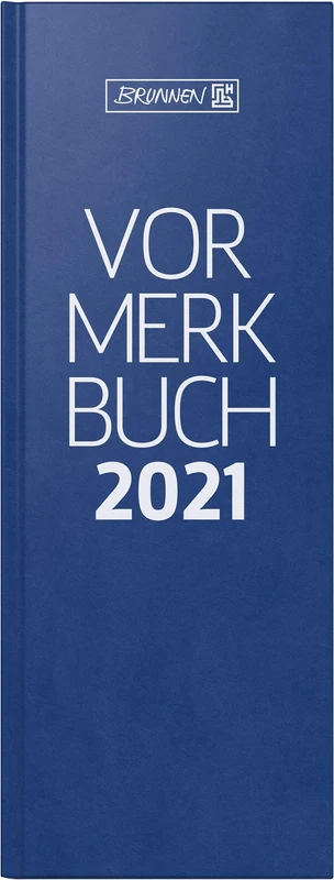 BRUNNEN 1078602301 Desk Calendar/Preventer Book Model 786, 2 Pages = 1 Day, 11.0 x 29.7 cm, Balacron Cover Blue, Left Side Calendar 2021, Right Side for Notes