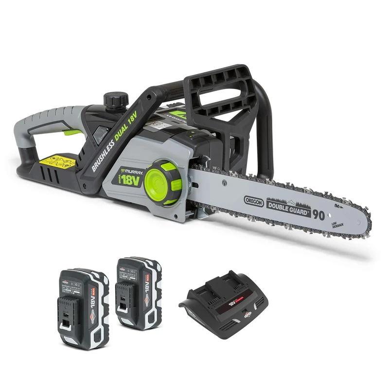 Murray IQ18DCSK Dual 18V Lithium-Ion 35cm Cordless Chainsaw Kit, Powered by Briggs & Stratton, 36V 1200W Brushless Motor, 2x5Ah Battery and Charger Included, 5 Years Warranty, 1697225