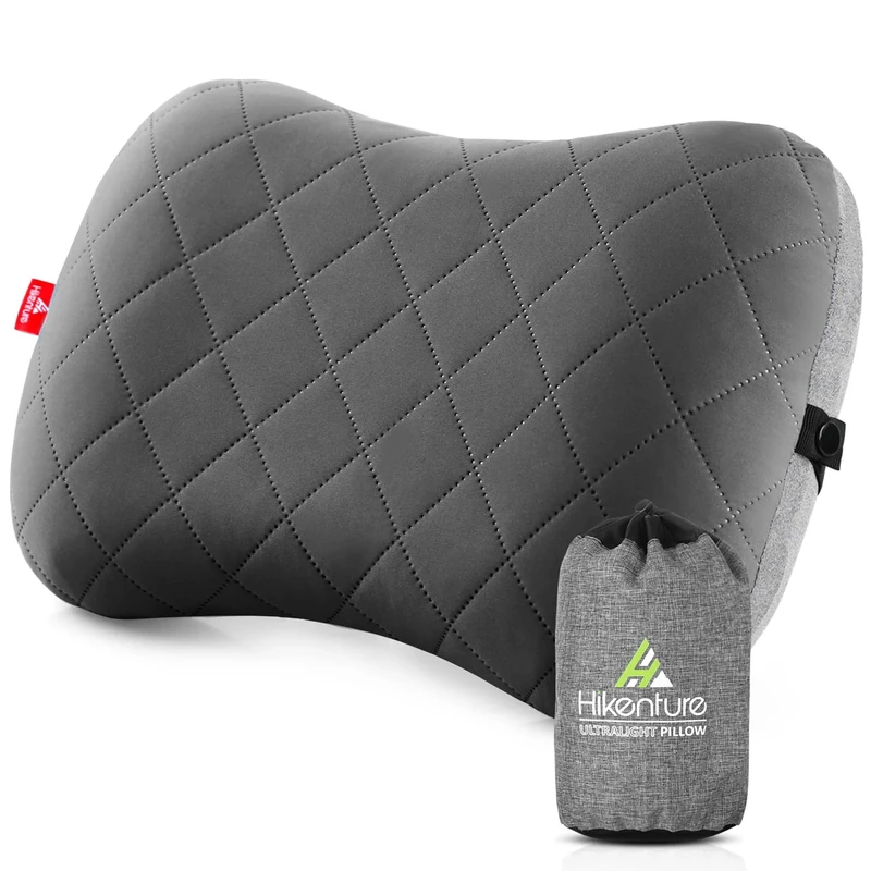 HIKENTURE Camping Pillow with Removable Cover - Ultralight Inflatable Pillow for Hiking,Backpacking, Upgrade Comfortable Ergonomic Air Pillow for Neck Support, Soft Travel Pillow In Car,Beach,Office - Image 1