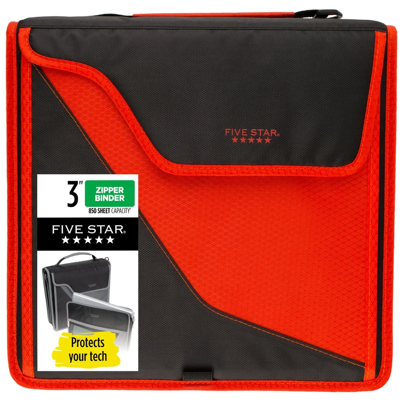 Five Star 3 Inch Zipper Binder with Removable Device Case - Image 1