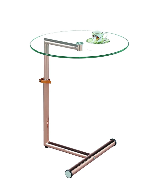Aspect Clear Glass Side/End/Laptop/Coffee Table-Zen Adjustable Round Table (CLEAR/COPPER), GT07CPR