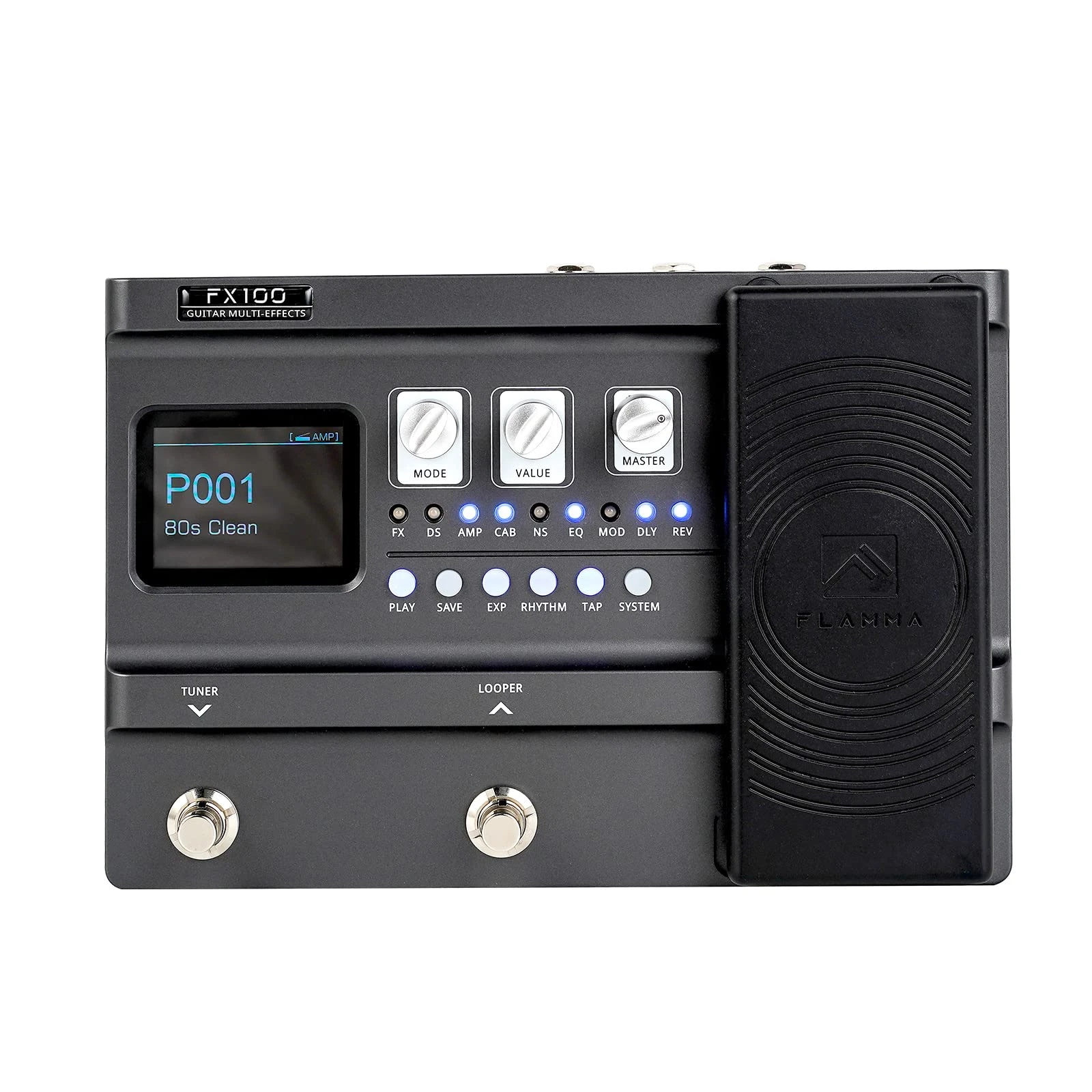 LAMMA FX100 Guitar Pedal Multi-Effects Processor with Looper Amp Modeling 151 Built-In Effects 200 Presets Expression Pedal 3rd Party IR Headphone OTG for Performance Practice Live Streaming