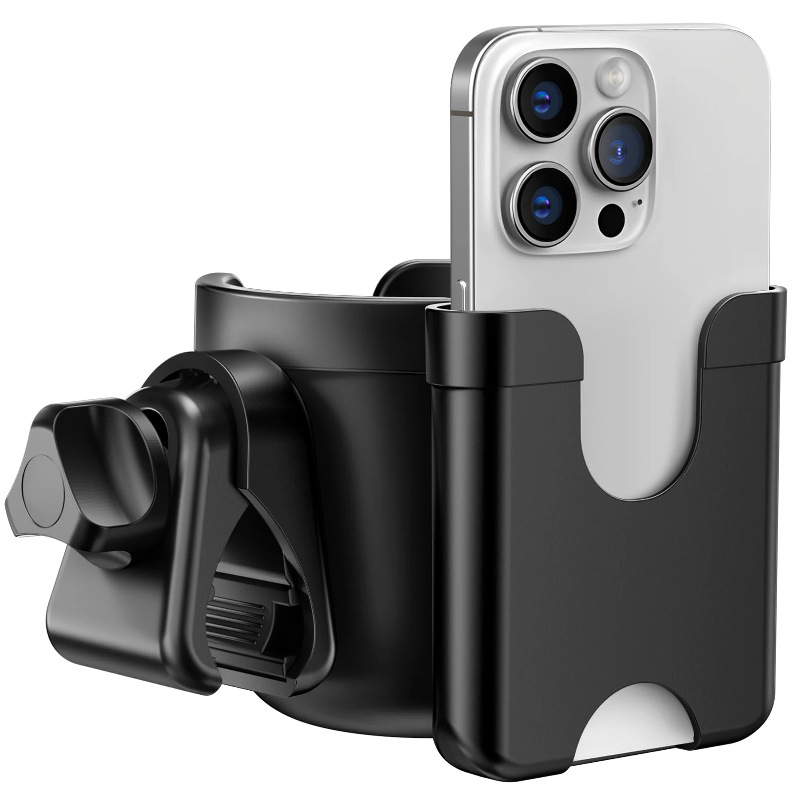 Guiseapue Pram Cup Holder: Universal Drink Coffee Cup Holder with Phone Holder Organiser for Pram, Rollator, Bike, Wheelchair, Baby Essentials for Newborn, Christmas Stocking Fillers Gifts for New Mum