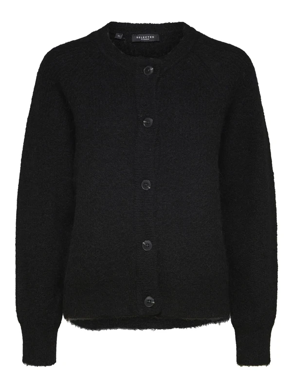 SELECTED FEMME Women's Slflulu Ls Knit Short Noos Cardigans, Black, L UK - Image 1