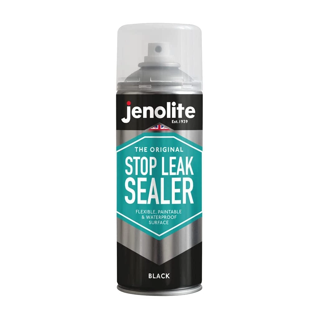 JENOLITE Stop Leak Sealer Spray | BLACK | 400ml | Leak Sealer for Gutters and Flat Roofs | Waterproof Gutter Sealant | Fills, Seals & Stops Leaks | Long Lasting Waterproof Sealant