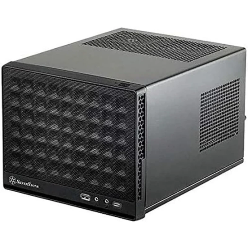 SilverStone SST-SG13B-C - Sugo Mini-ITX Compact Computer Cube Case, Mesh Front Panel, USB Type C connector on I/O port, black