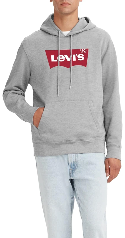 Levi's Men's Standard Graphic Sweatshirt Hoodie, Logo Two Color Heather Gray, M