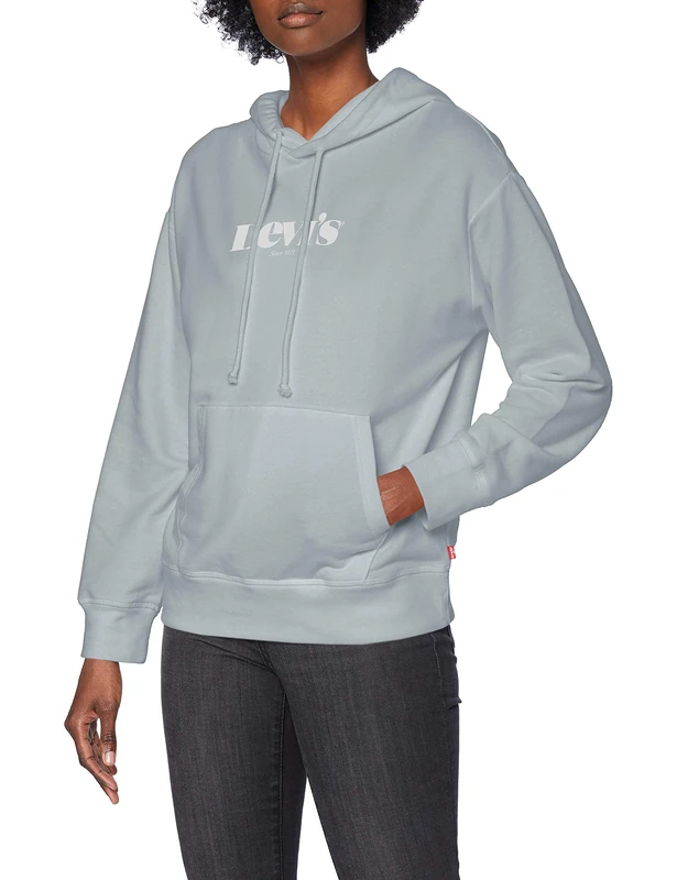 Levi's Women's Graphic Standard Hoodie New Logo II Pearl Gray (Blue) XS -